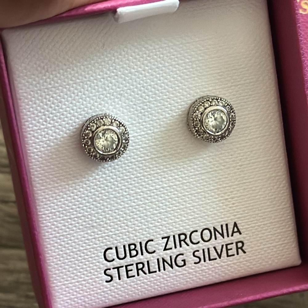 CZ Sterling Silver Studs - Picture 3 of 3